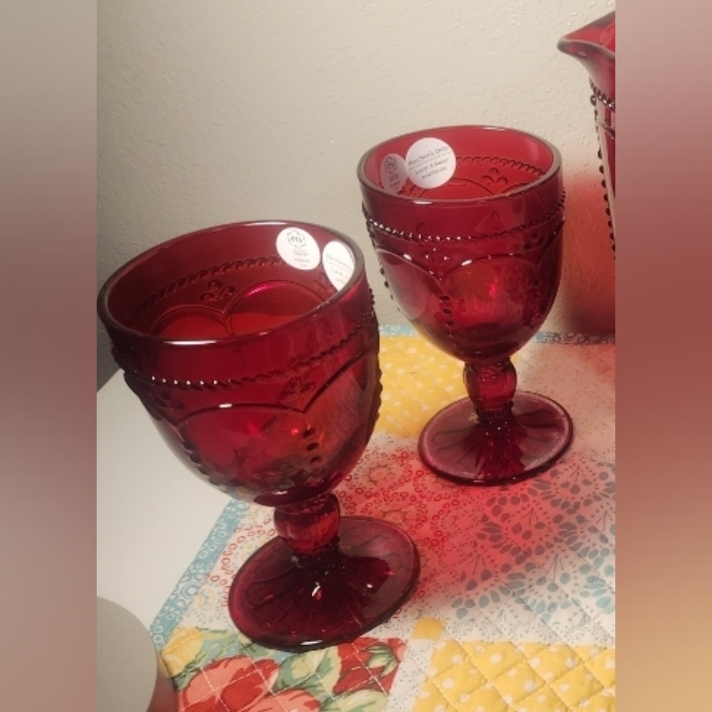 ❤Princess House Ruby Pedestal Glasses❤Set of 4 NEW IN BOX 📦